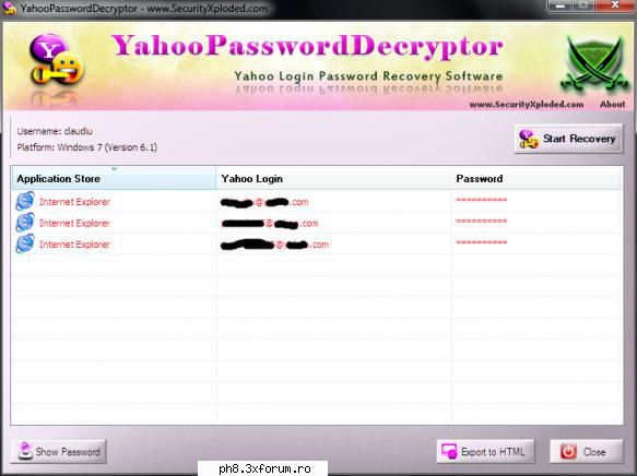 YahooPasswordDecryptor - ph8 - Hack-uri windows